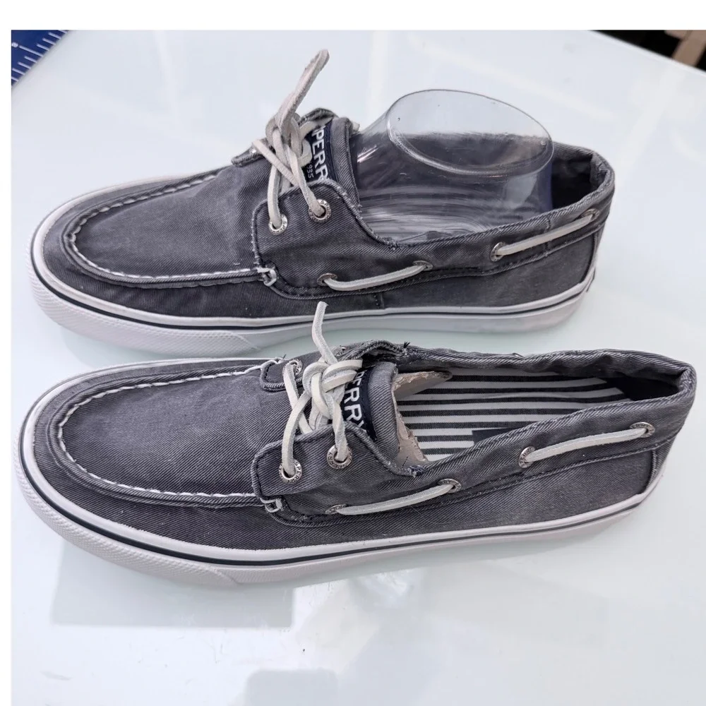 Sperry Top-Sider Bahama 2-Eye Gray Sz 9 Canvas Boat Shoes Mens Sneaker Hybrid